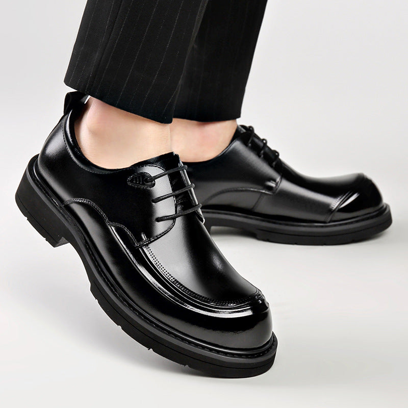 Men's Breathable British Style Business Formal Derby Groom Wedding Men's Casual Leather Shoes