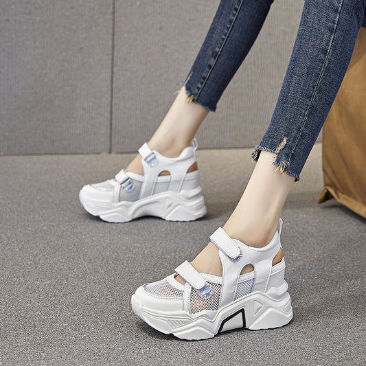 Women's Summer Closed Toe For Outdoors Height Increasing Insole Platform Lazy Women's Casual Shoes