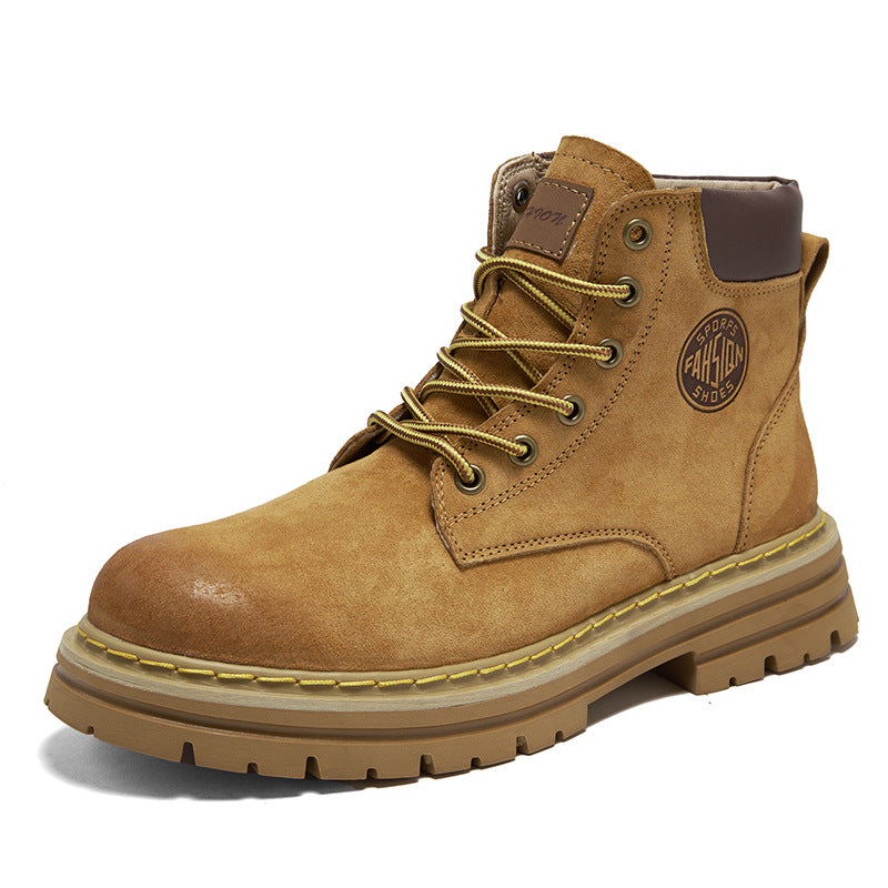 Unique Slouchy Men's Fur Worker Genuine Men's Martin Boots