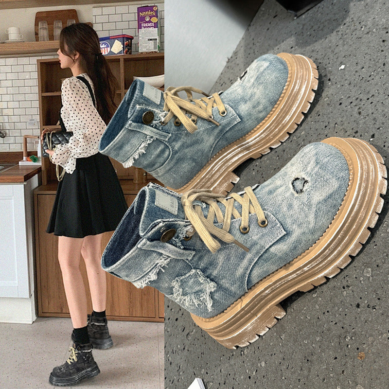 Women's Western Cowboy Autumn Thick Bottom Retro Ankle Boots