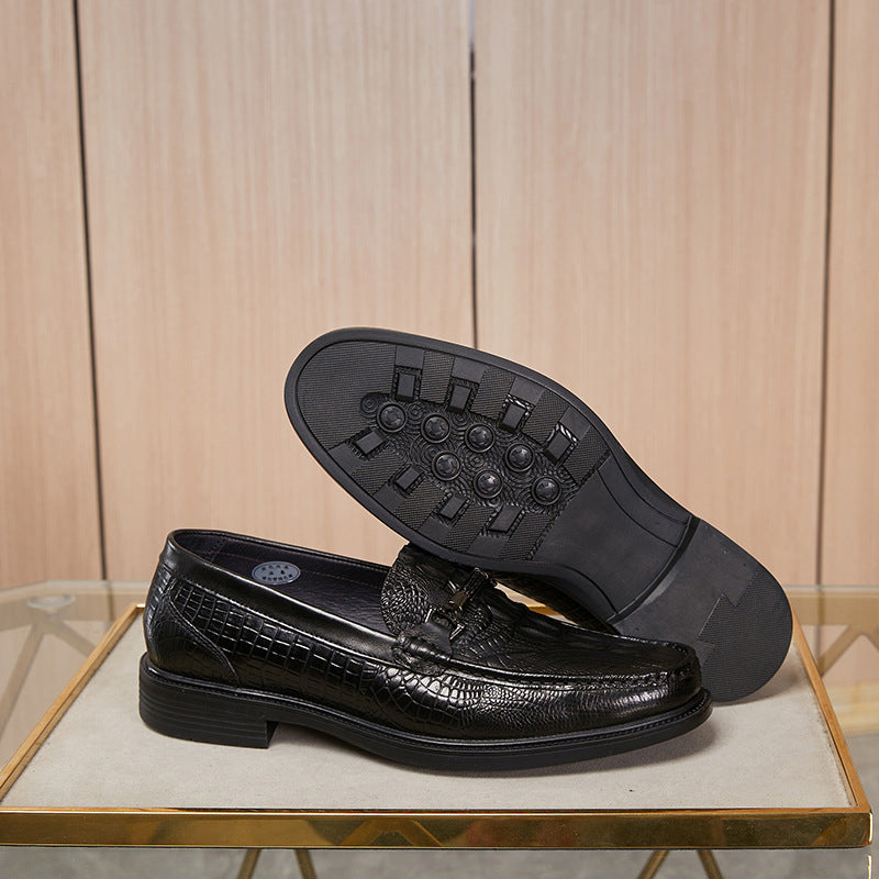 Men's Spring Genuine Low Comfortable Slip-on Crocodile Men's Casual Shoes