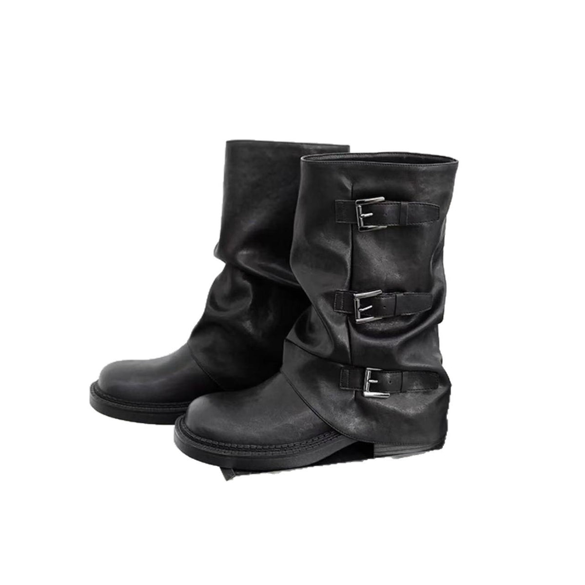 Women's Buckle High Tube Short Western Long Women's Leather Boots