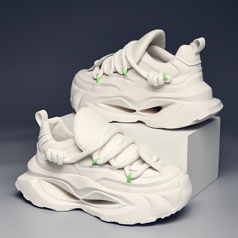 Men's Cowhide Dad Platform Design Sense Fashion Sneakers