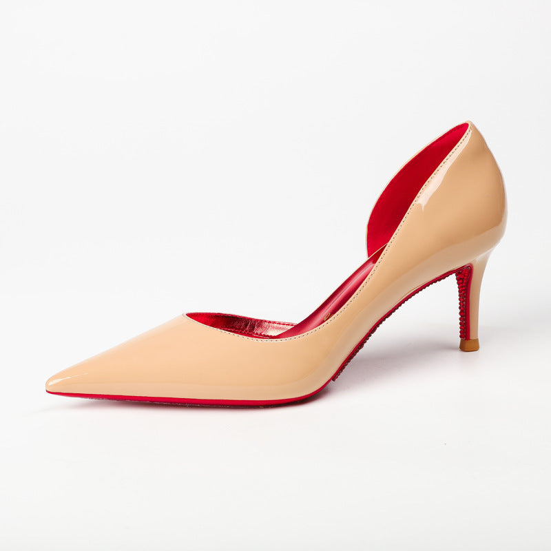 Protection Air Cotton Side Empty Pointed Red High Sexy Temperament Heels