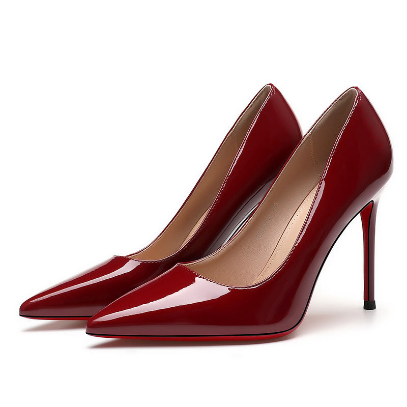 Patent Professional High Pointed Toe Shallow Mouth Stiletto Formal Wear Heels