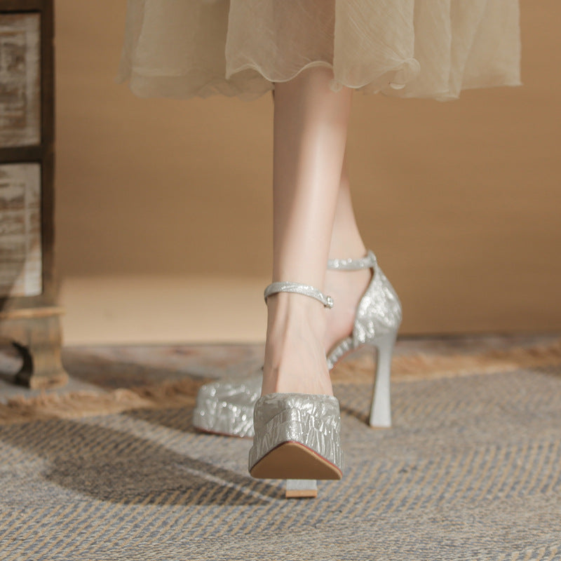 Women's Pointed Thick Hollow Waterproof Platform Super High Women's Fashion Shoes