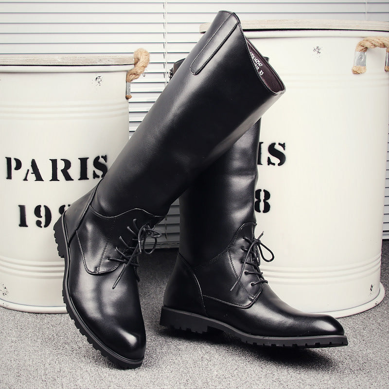 Men's Fashion High Back Zipper Trend Performance Stage Men's Leather Boots