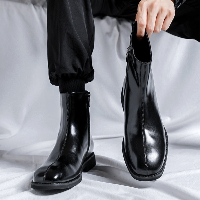 Men's Chelsea Korean Square Toe Height Increasing Men's Martin Boots