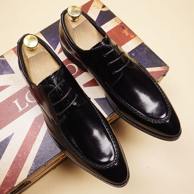 Men's Simple Hair Stylist Height Increasing Insole Men's Casual Leather Shoes