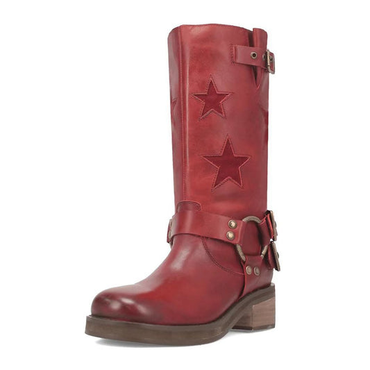 Women's Knee-high Belt Buckle Chunky Plus Size Fashion Women's Leather Boots
