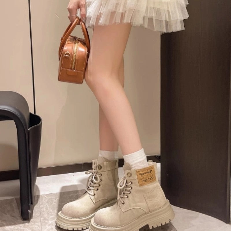Women's Thick-soled Fried Street Matte Retro Rub Boots
