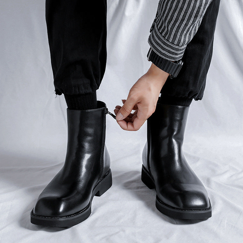 Men's Korean Style Square Toe British Chelsea Men's Martin Boots