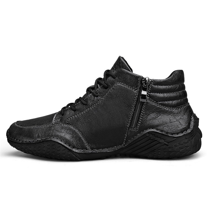 Men's Winter Martin Fashionable Genuine Cowhide With Men's Casual Leather Shoes