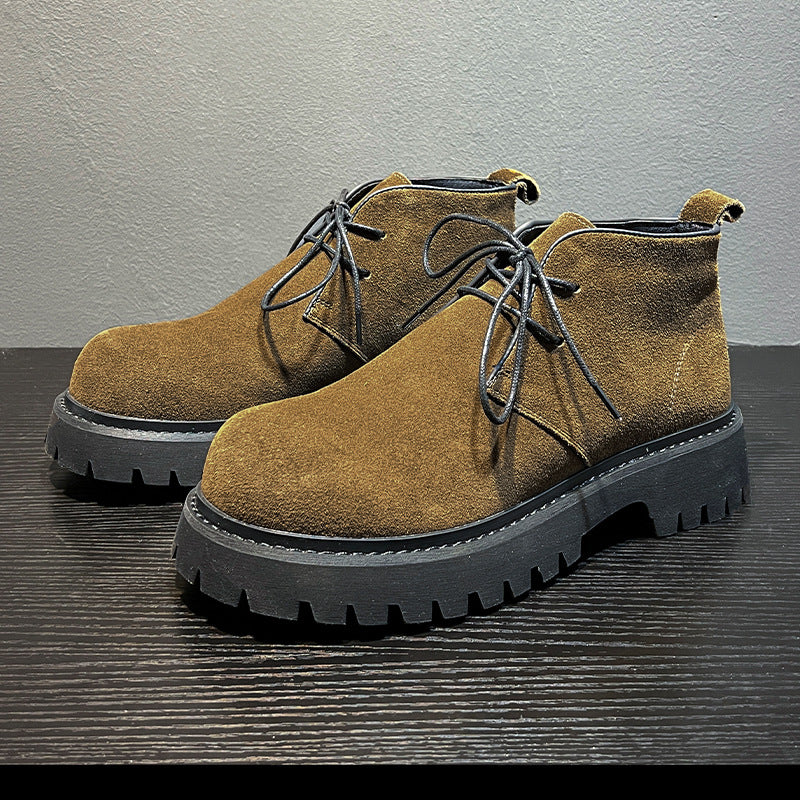 Men's Suede Martin Trendy High Top Fleece-lined Men's Leather Boots