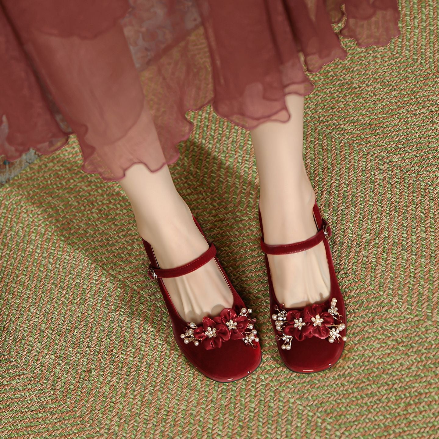 Women's Jane High Red Wedding Small Bride Bridesmaid Thick Large Size Women's Fashion Shoes