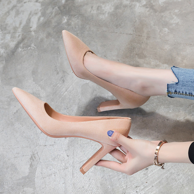 Women's Black French Hipster Style High Chunky Women's Fashion Shoes