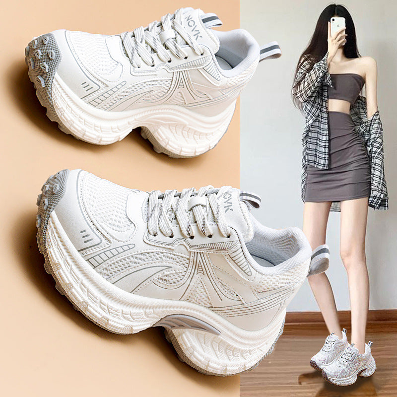 Women's Height Increasing Insole Dad Spring Thick Sole Versatile Sneakers