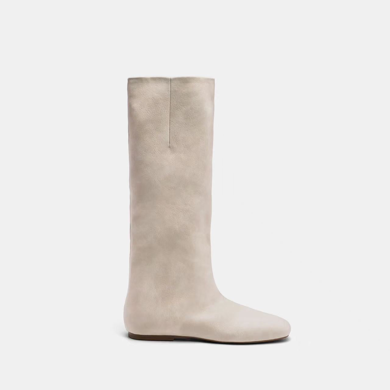 Insole French Beige Long Biker Female Autumn Square Head Skinny Boots
