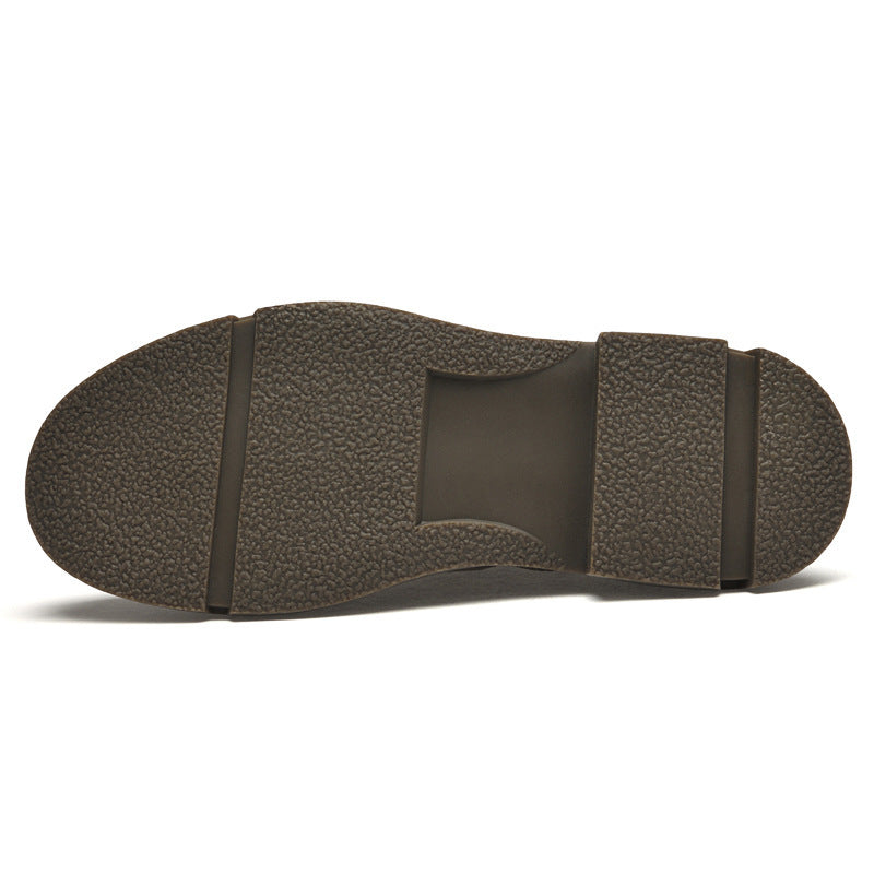 Rubber Korean Style Cowhide Round Toe Men's Casual Shoes