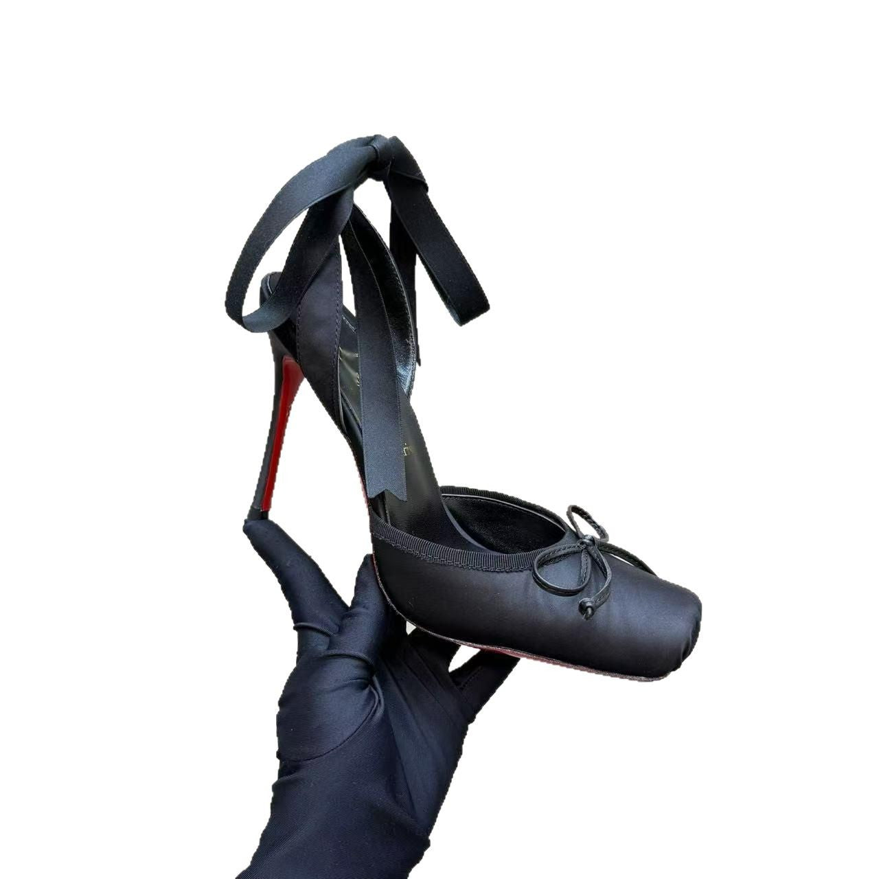 Women's Sole Catwalk Satin Ribbon Closed Toe Waterproof Platform Stiletto Ballet Women's Fashion Shoes