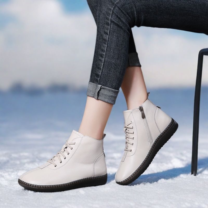 Women's Lightweight Short Flat Round Toe Soft Leather Shoes