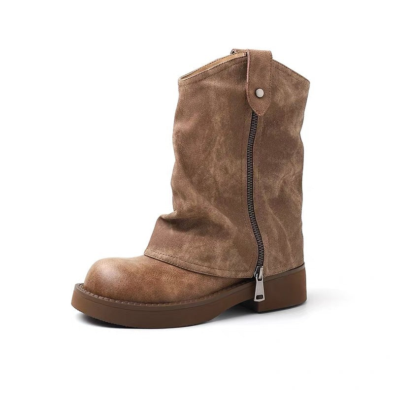 Insole Middle Pantyhose Female Niche Hot Desert Grassland Pile Style Boots