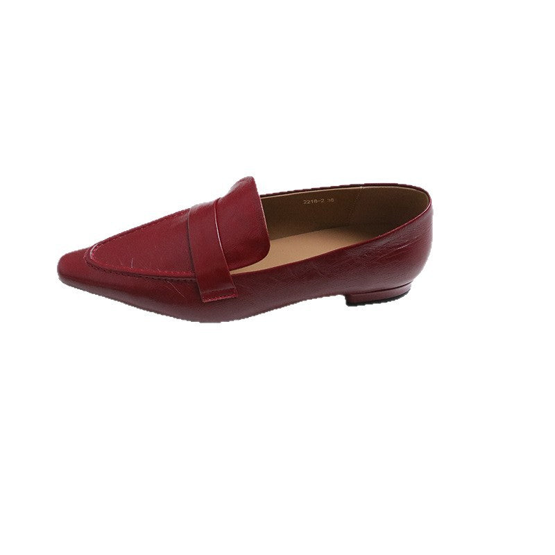 Women's Basic Simple Uniform Genuine Pumps Leather Shoes