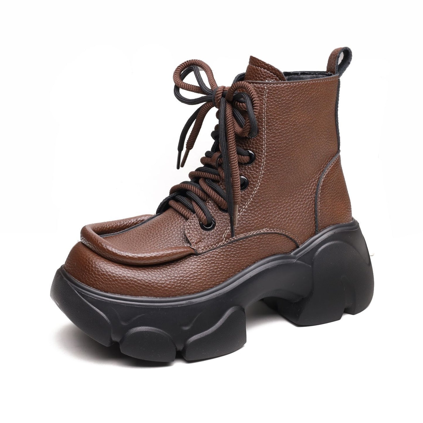Women's Genuine Fashion Martin Elevator British Thick-soled Small Warm Women's Leather Boots