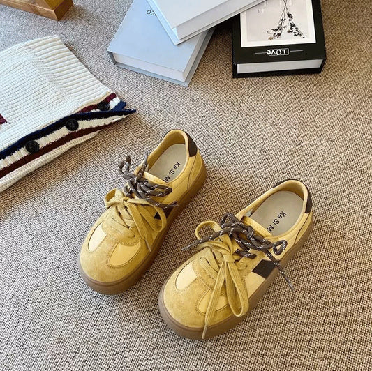 Women's Retro Platform German Training Spring White Women's Casual Shoes