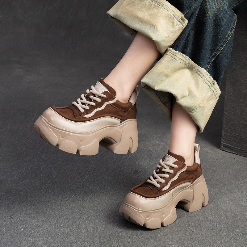Women's Shu Front Platform Small Elevator Wild Women's Casual Shoes