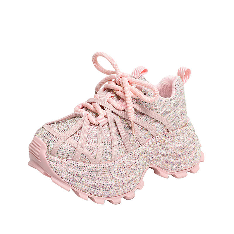 Women's Starry Rhinestone Dad Spring Platform Fried Women's Sports Shoes