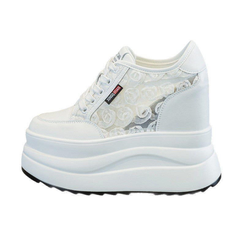 Women's Platform White Spring Height Increasing Insole Korean Style Women's Casual Shoes