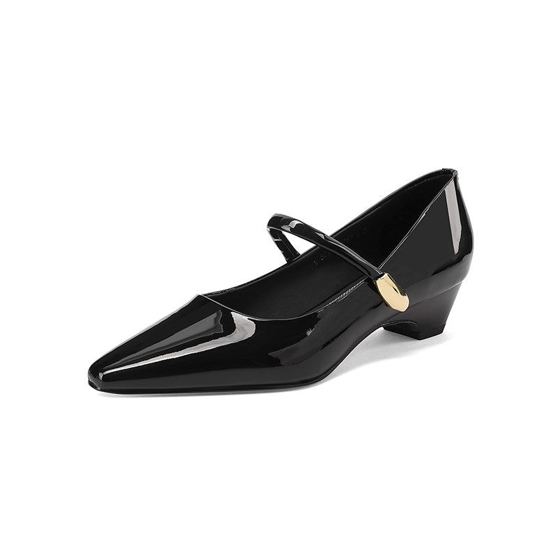 Women's Chunky Mary Jane Spring Authentic Square Toe Comfortable Heels