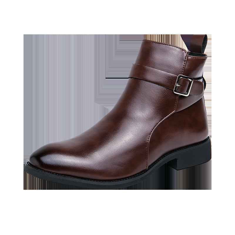 Men's Summer Martin Trendy Pointed Ankle Chelsea British Style Men's Leather Boots