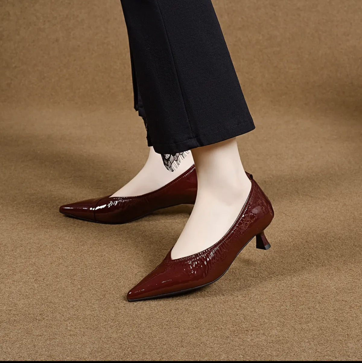 Women's Autumn Wrinkle Patent Low-cut Pointed Toe Small Men's Shoes