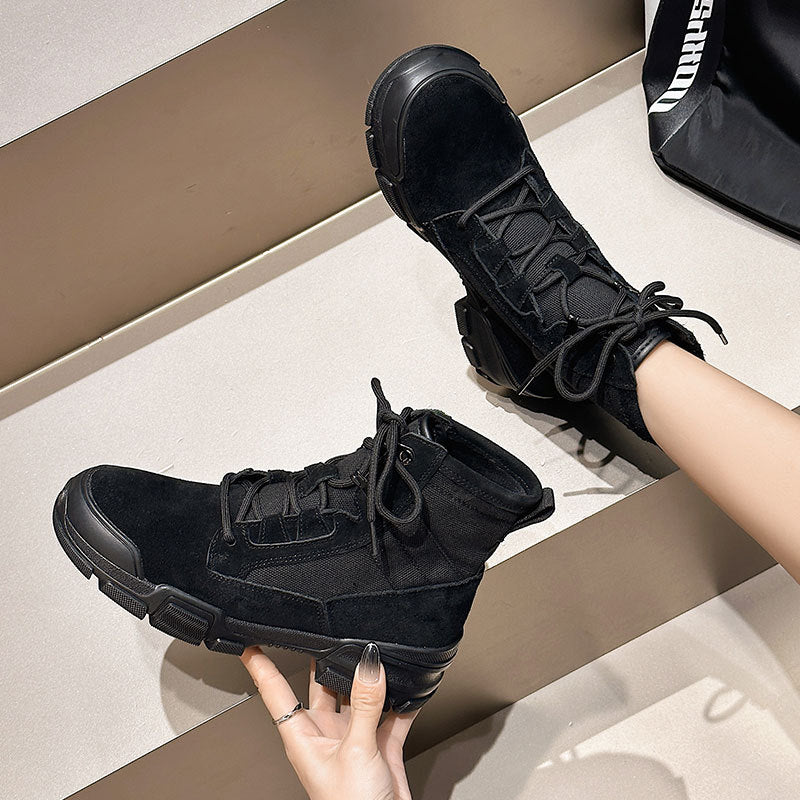 Women's & Men's Martin Autumn Genuine Platform Ankle Hiking Outdoor Women's Leather Boots
