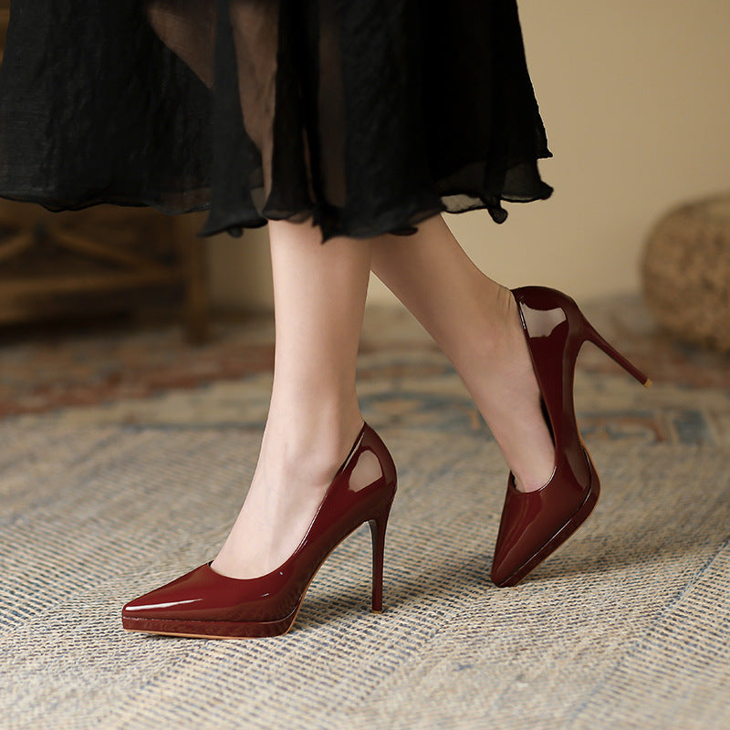Women's For Sexy Temperament Waterproof Platform Solid Color Heels