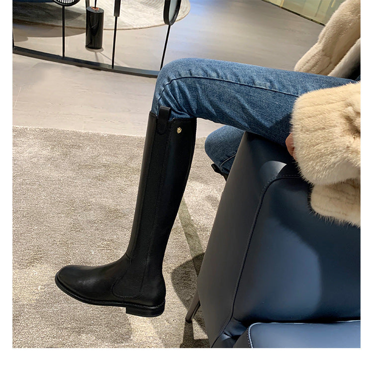 Women's Version Slimming High Leg Not Over The Knee Knight Women's Leather Boots