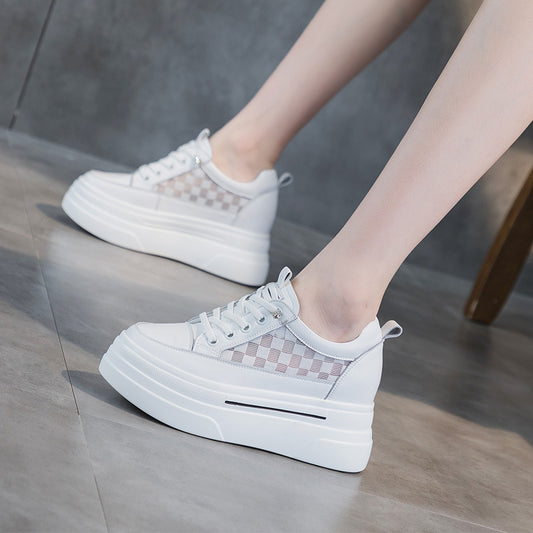 Women's Bottom Increased Summer Mesh Breathable White Spring Board Soft Men's Shoes