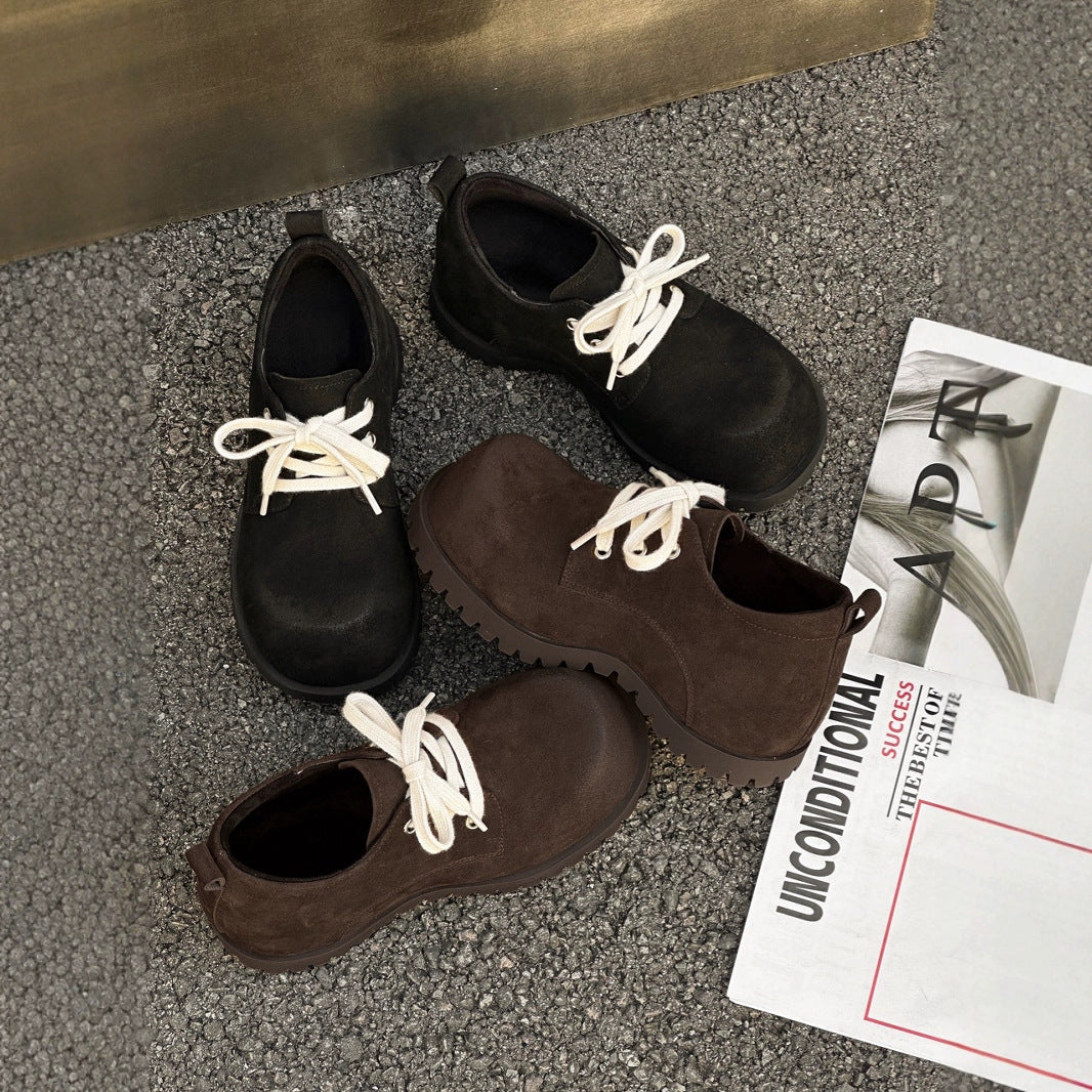 Women's Increasing Brushed Derby Thick Bottom Fashion Low Top Fashionable Not Women's Casual Shoes