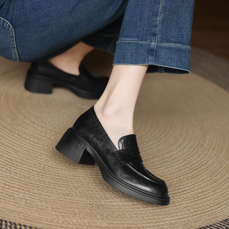 Women's Page Spring Round Head Thick Bottom Chunky High Slip-on Men's Shoes