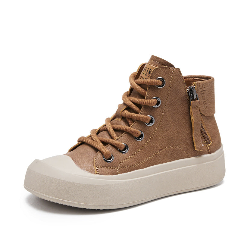 Women's Large Size Retro Ankle Side Zipper Board Plus Women's Leather Boots