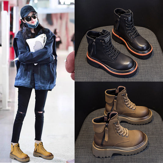 Women's Martin Autumn Retro Motorcycle Short Tube Worker Women's Leather Boots