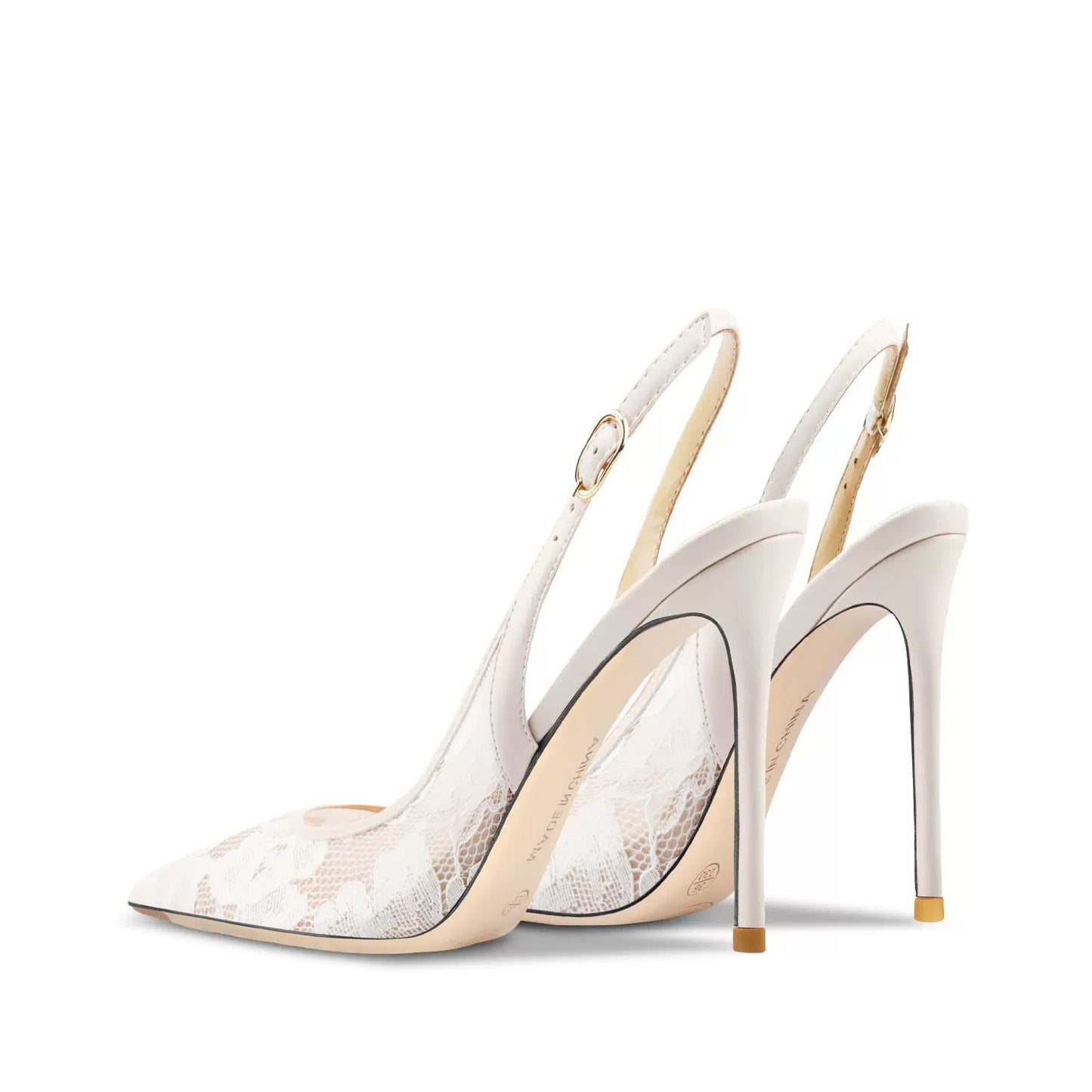 Women's Pointed Lace Mesh Breathable Back Empty High Heeled Sandals