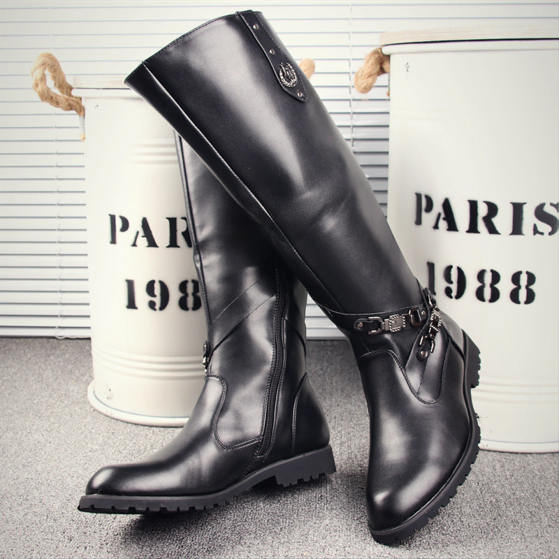 Men's Leg Wellingtons Cowboy Zipper Pointed Trendy Riding Outdoor Fashionable Martin Boots