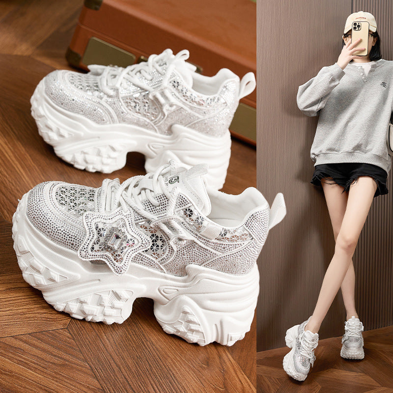 Women's Platform Dad Breathable Hollow Mesh Surface Women's Sports Shoes