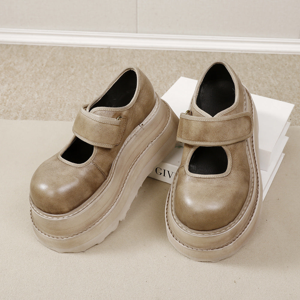 Women's To Ancient Spring Cowhide Lightweight Platform Mary Jane Genuine Versatile Women's Casual Shoes