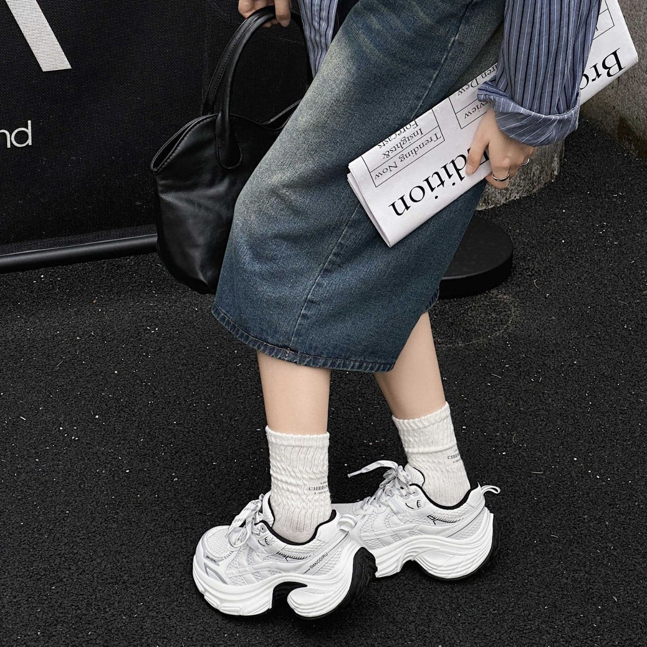 Women's Genuine Breathable Platform Dad Autumn Small Height Increased Women's Sports Shoes