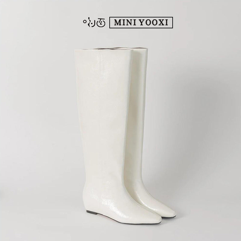 Women's The Knee High Leg Can't Drop Tube Look Women's Leather Boots