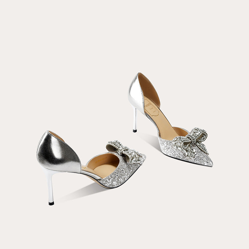 Women's Low-cut Rhinestone Bow Temperament French Style Women's Fashion Shoes